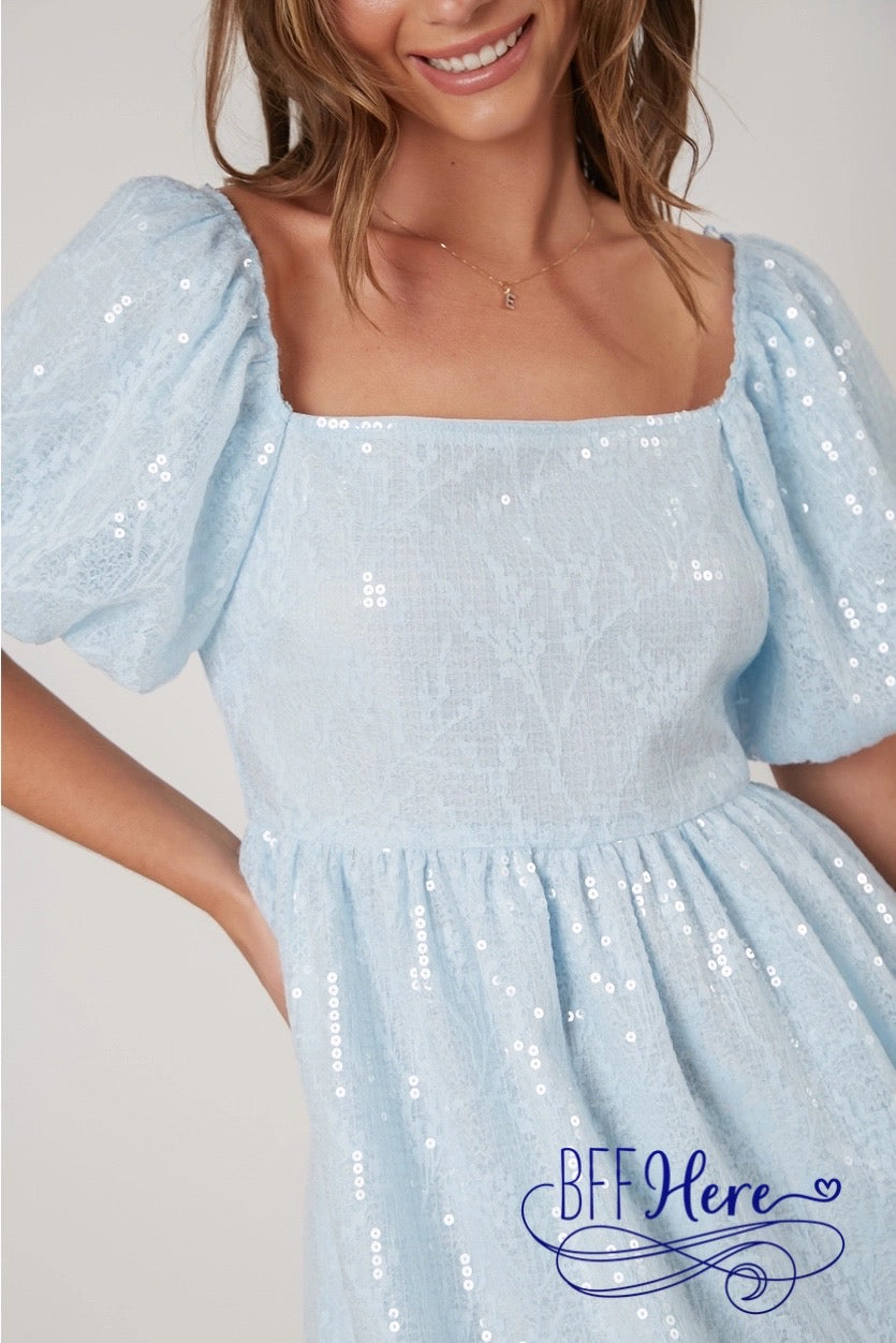 Glitz & Twirl: Sparkling Sequin Skater Dress - BFF Here