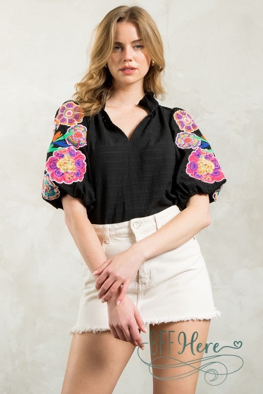 Tropical Carnival Embroidered Blouse - BFF Here