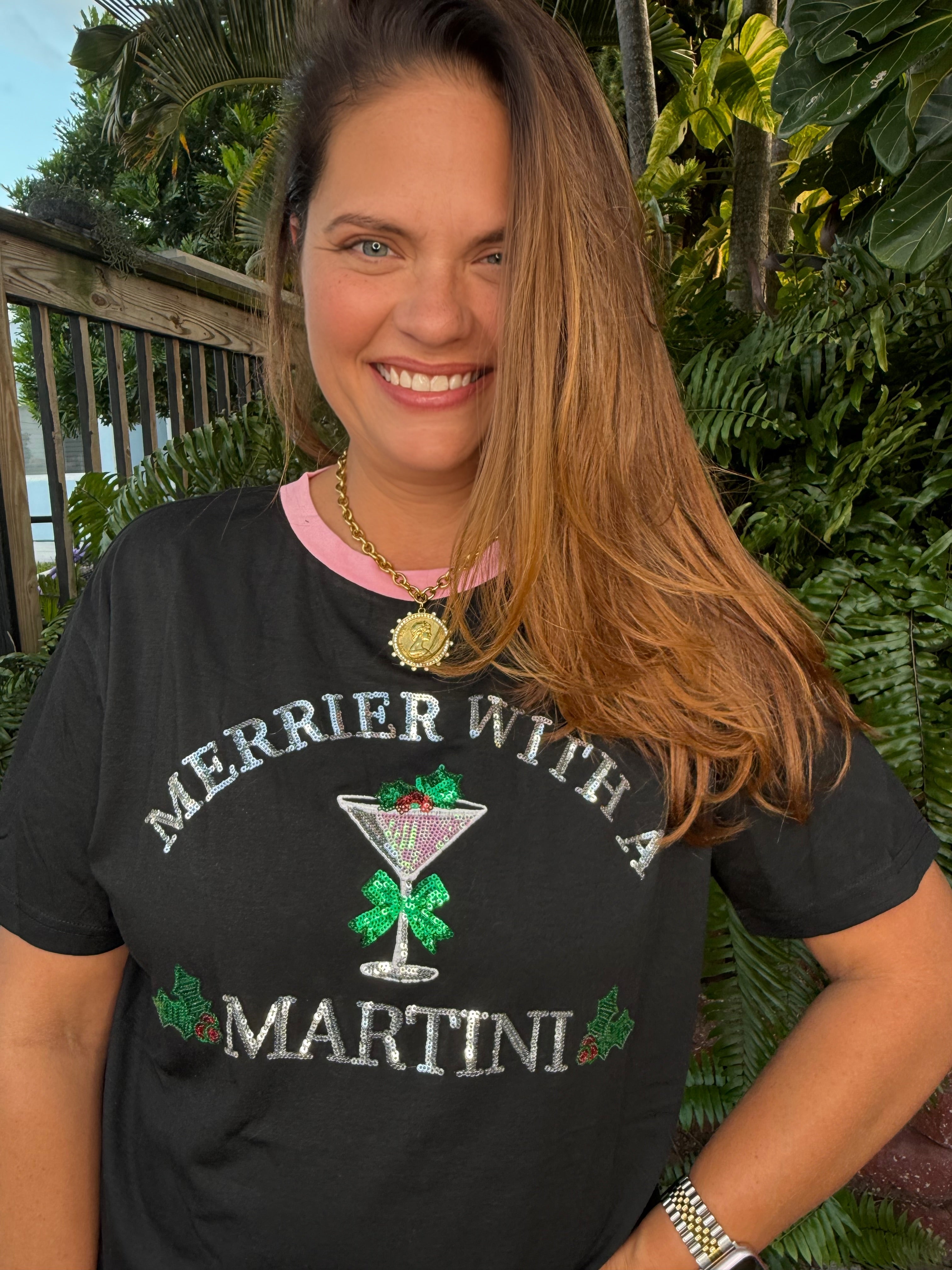 Merrier with a Martini Sequin Embroidered Tee by Jess Lea - BFF Here