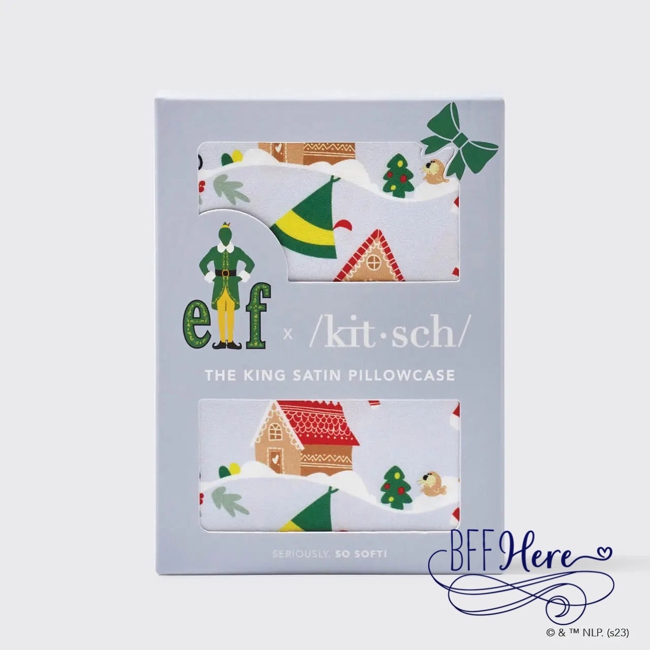 Elf X Kitsch Satin Pillowcase- Periwinkle Christmas / Choice of Style - BFF Here