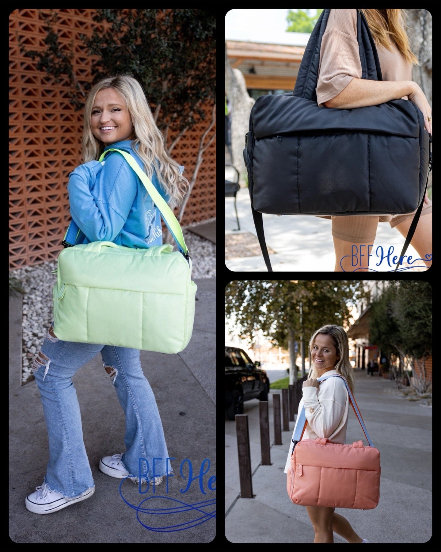 Fluffy Voyager: Quilted Puffer Duffle Bag / Choice of Color - BFF Here