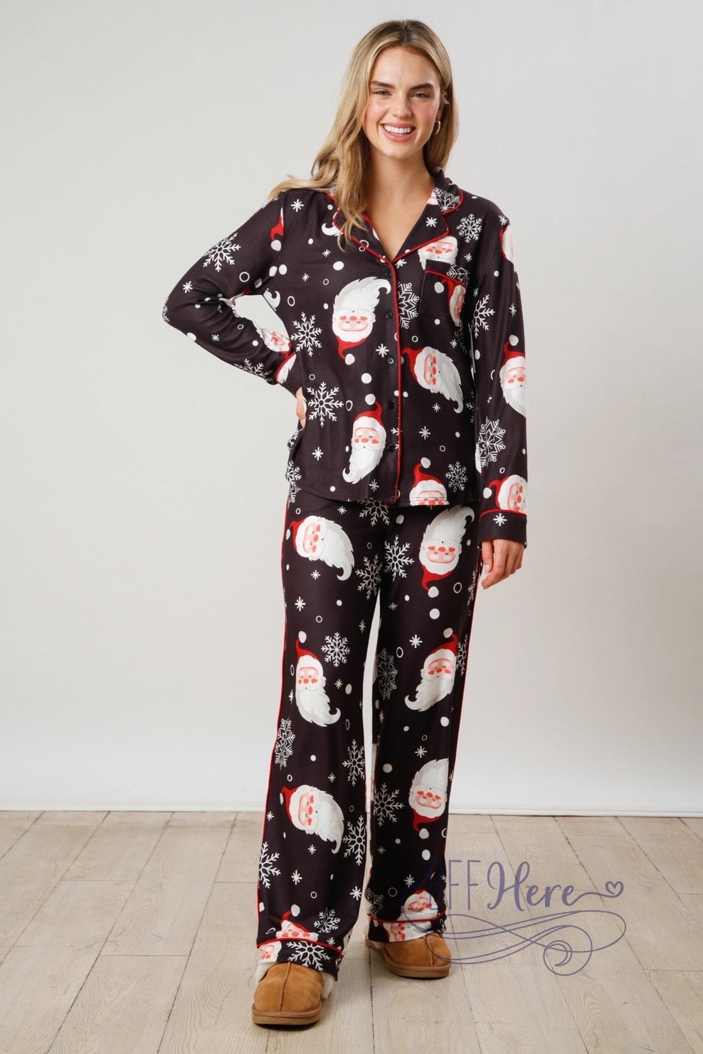 Santa Print PJ Pants: Dreaming of a Jolly Night - BFF Here