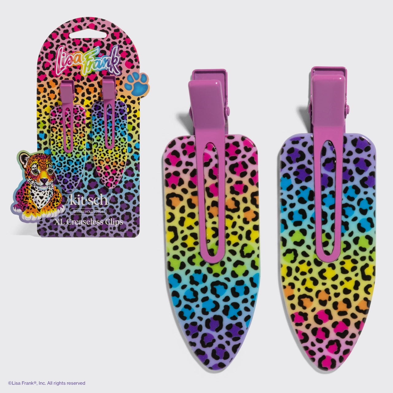 Lisa Frank X Kitsch Xl Creaseless Clips in Rainbow Leopard