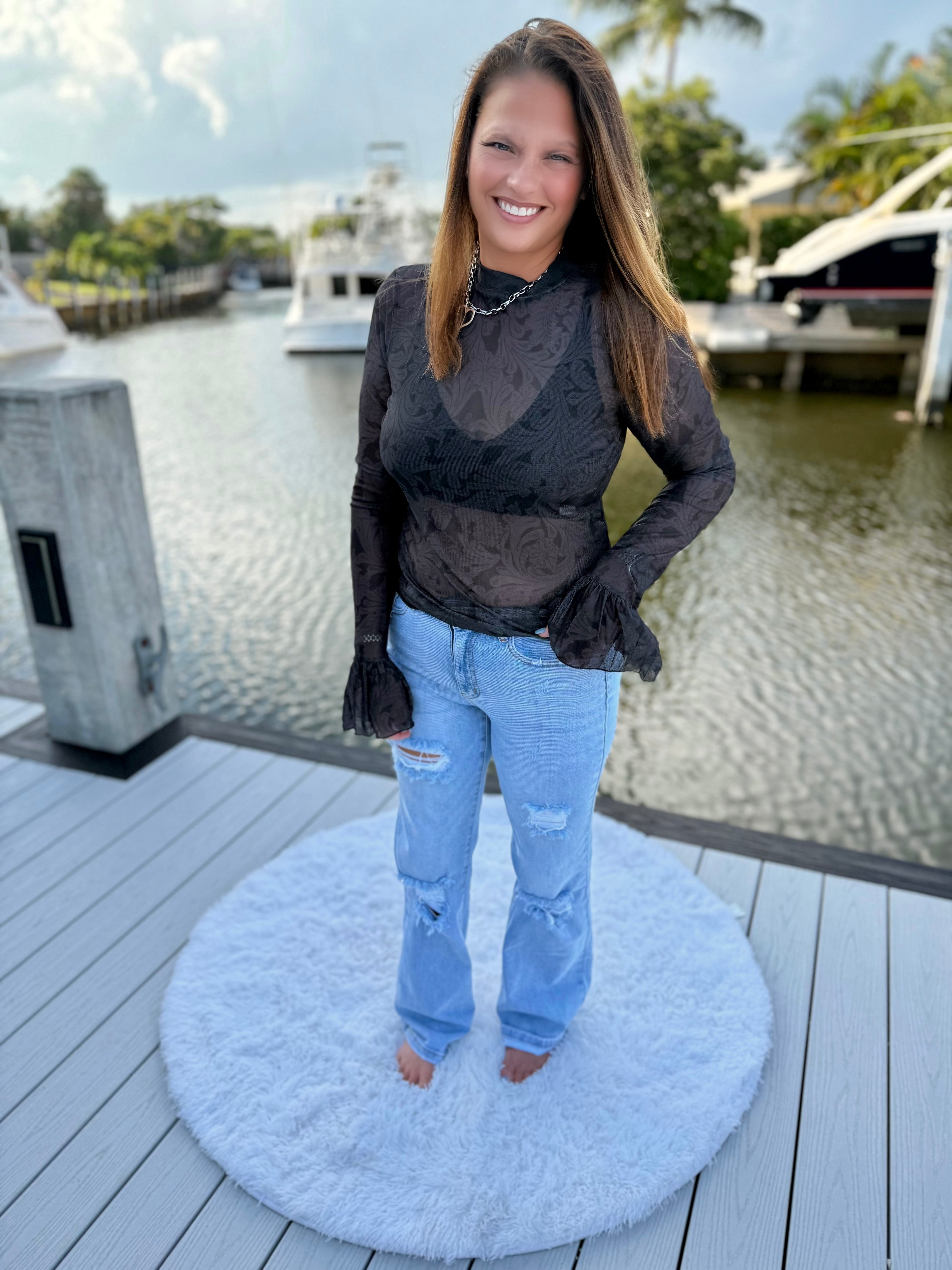 Tooled In Black Mesh Top by Sterling Kreek - BFF Here