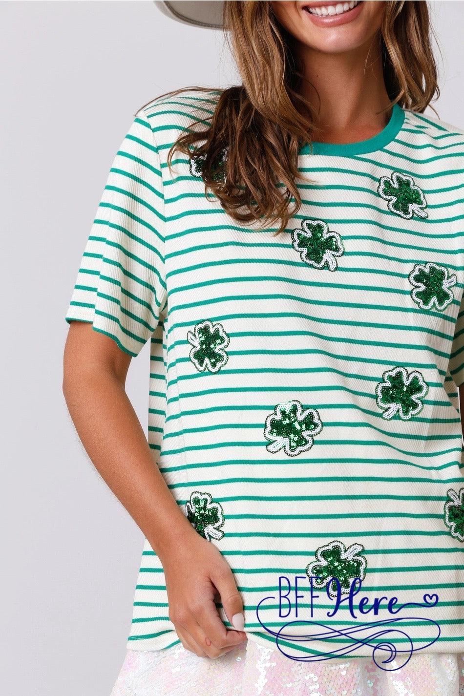 Glitzy Clover Lines: St. Patrick's Sequin Top - BFF Here