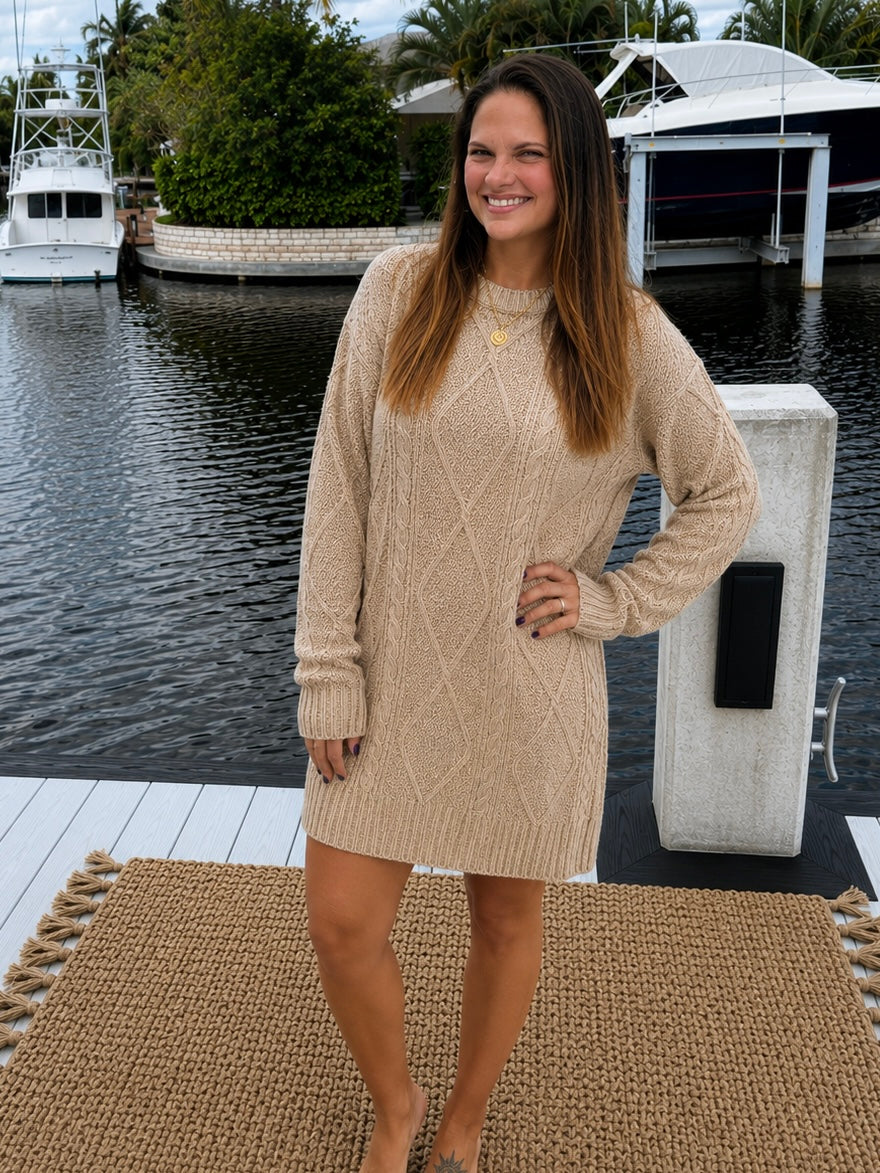 PREORDER: Cozy Comfort Cable Knit Sweater Dress (ETA: August)
