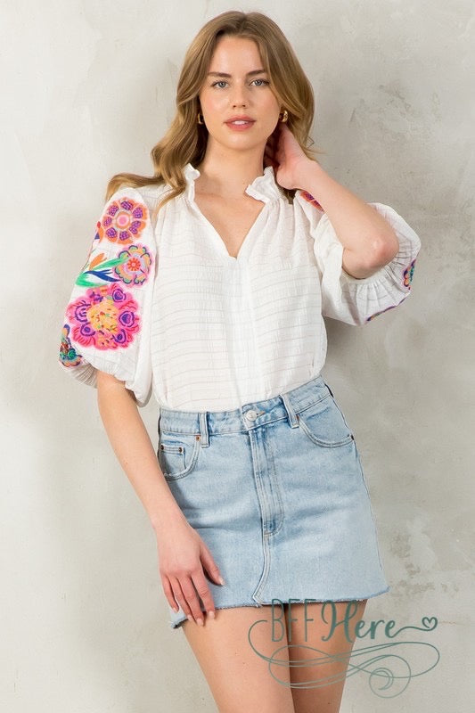Tropical Carnival Embroidered Blouse - BFF Here