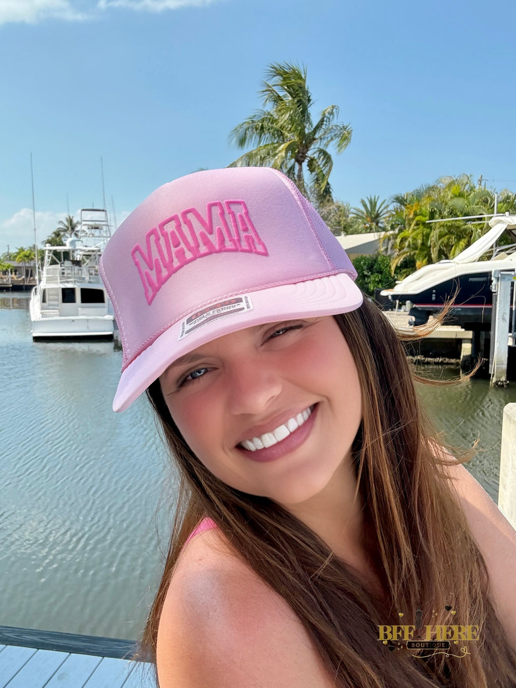 Mama Pink Puff Trucker Hat - BFF Here