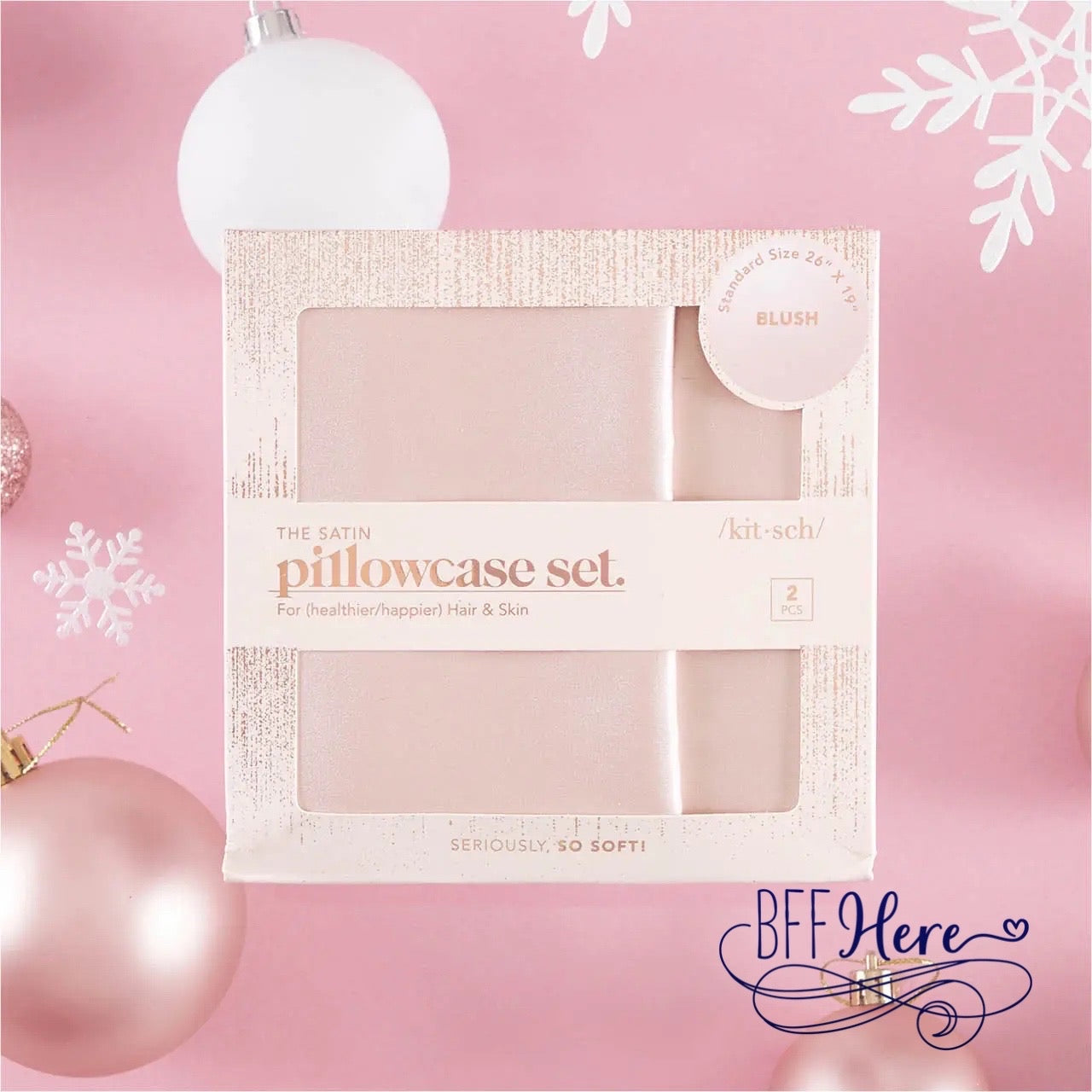 Holiday Satin Standard Pillowcase 2pc Set - Blush - BFF Here