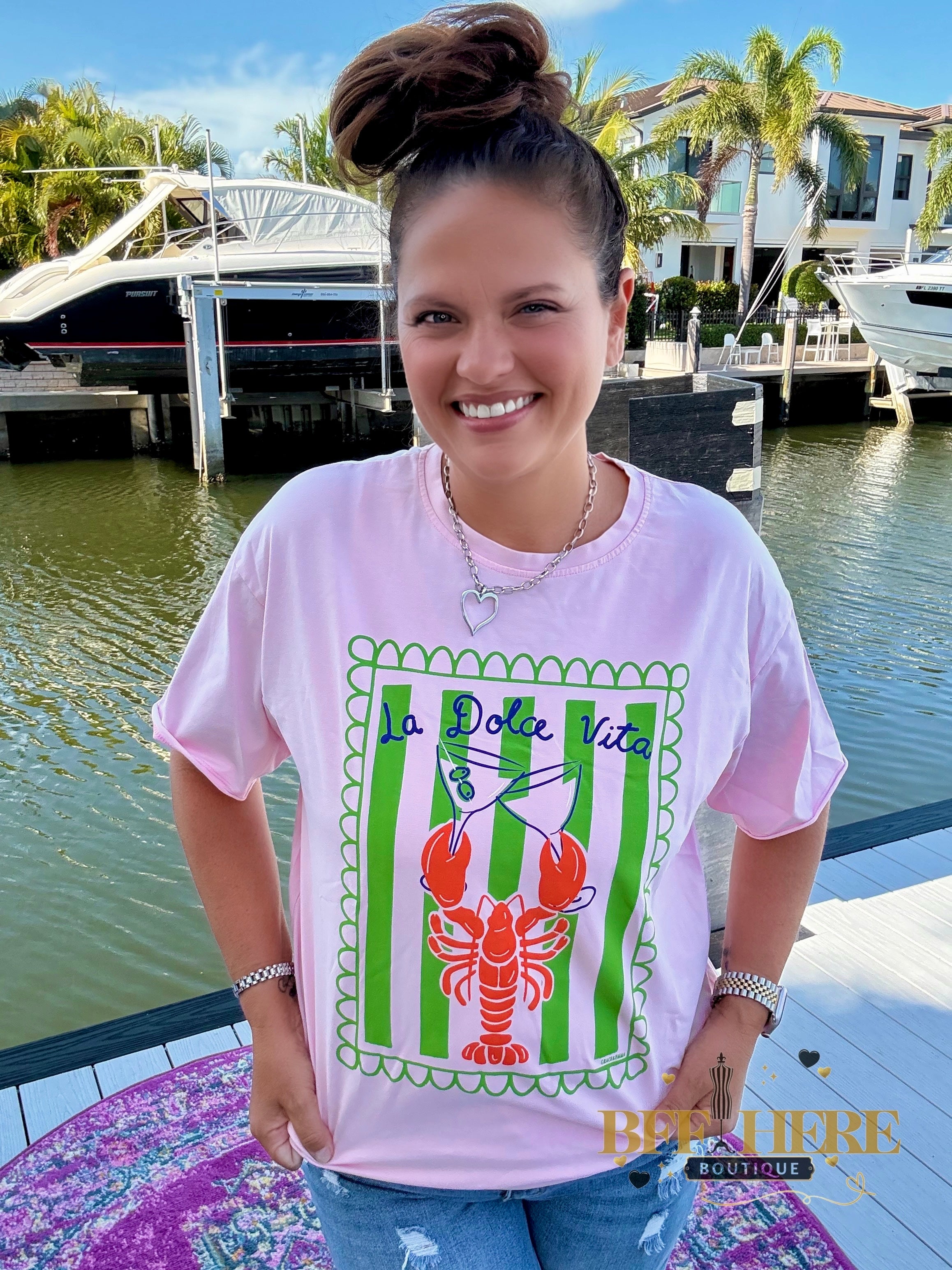 Dolce Vita on Pink Tee by Grace + Emma - BFF Here