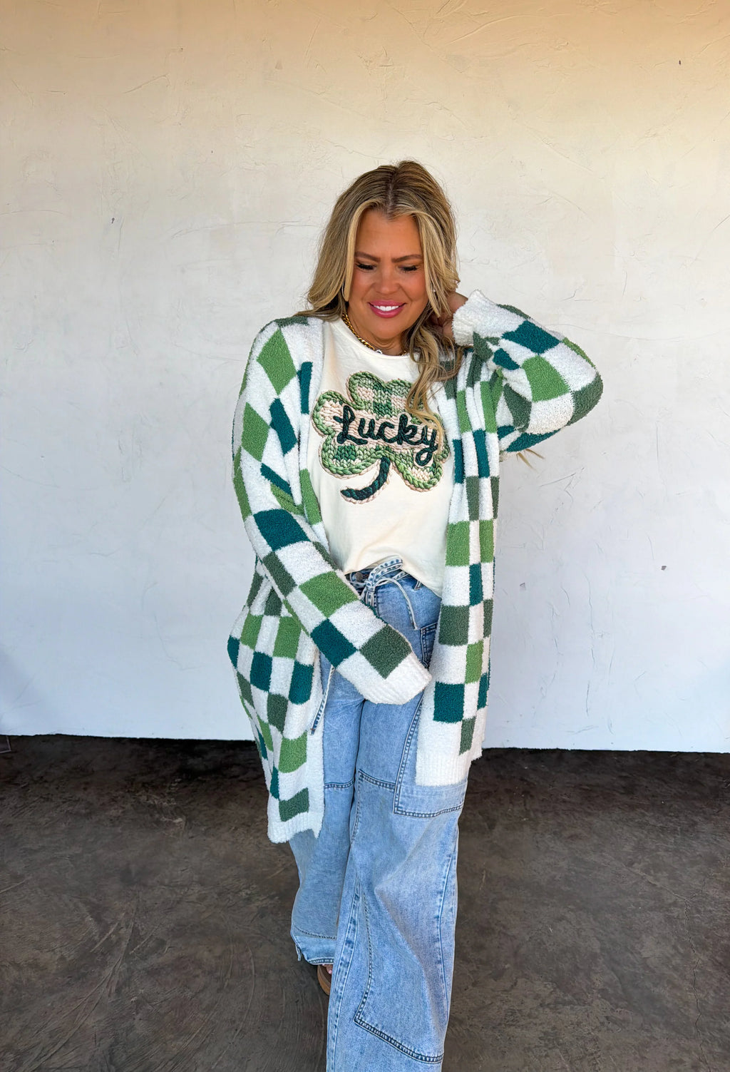 PREORDER: St Patty’s Day Checker Cloud Cardigan by Blakeley (ETA: Late February / Early March) - BFF Here