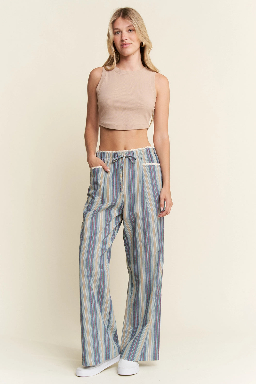 Eclectic Stripe Linen Pants by Jade by Jane - BFF Here