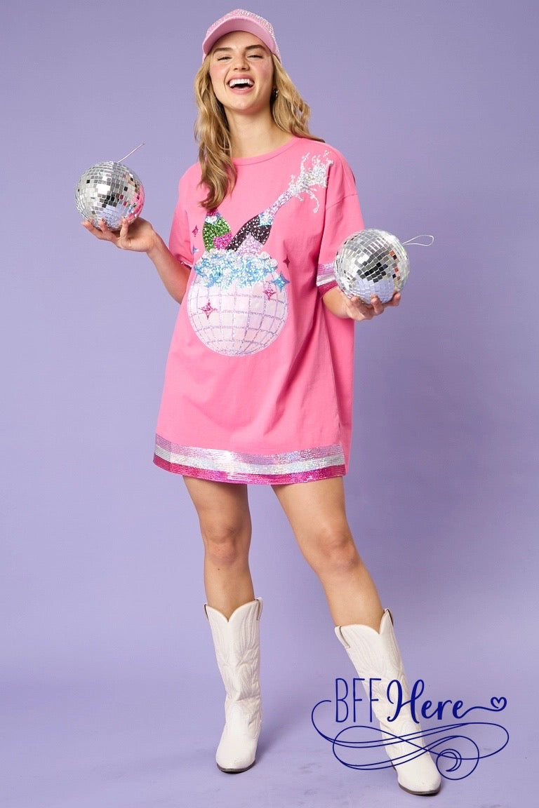 Bubbly Brilliance: The Champagne Bottle Disco Sequin Dress / Choice of Color - BFF Here