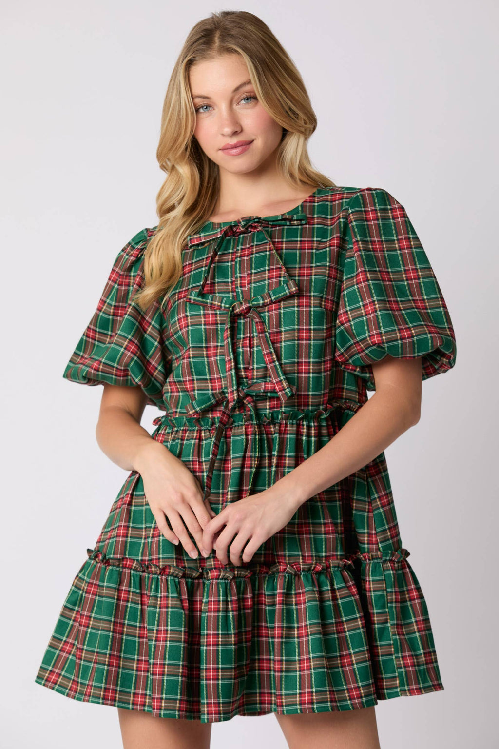 Holiday Plaid Ruffle Dress - BFF Here
