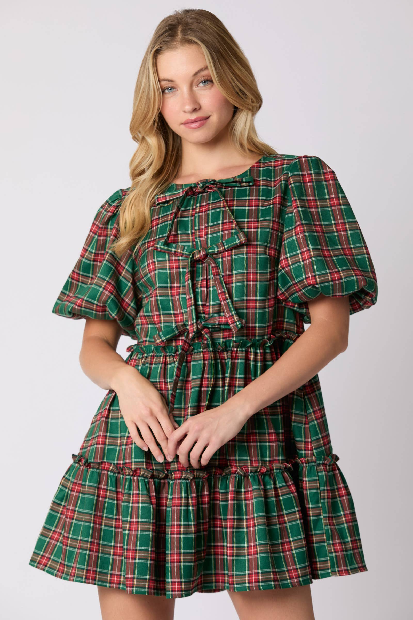 Holiday Plaid Ruffle Dress - BFF Here
