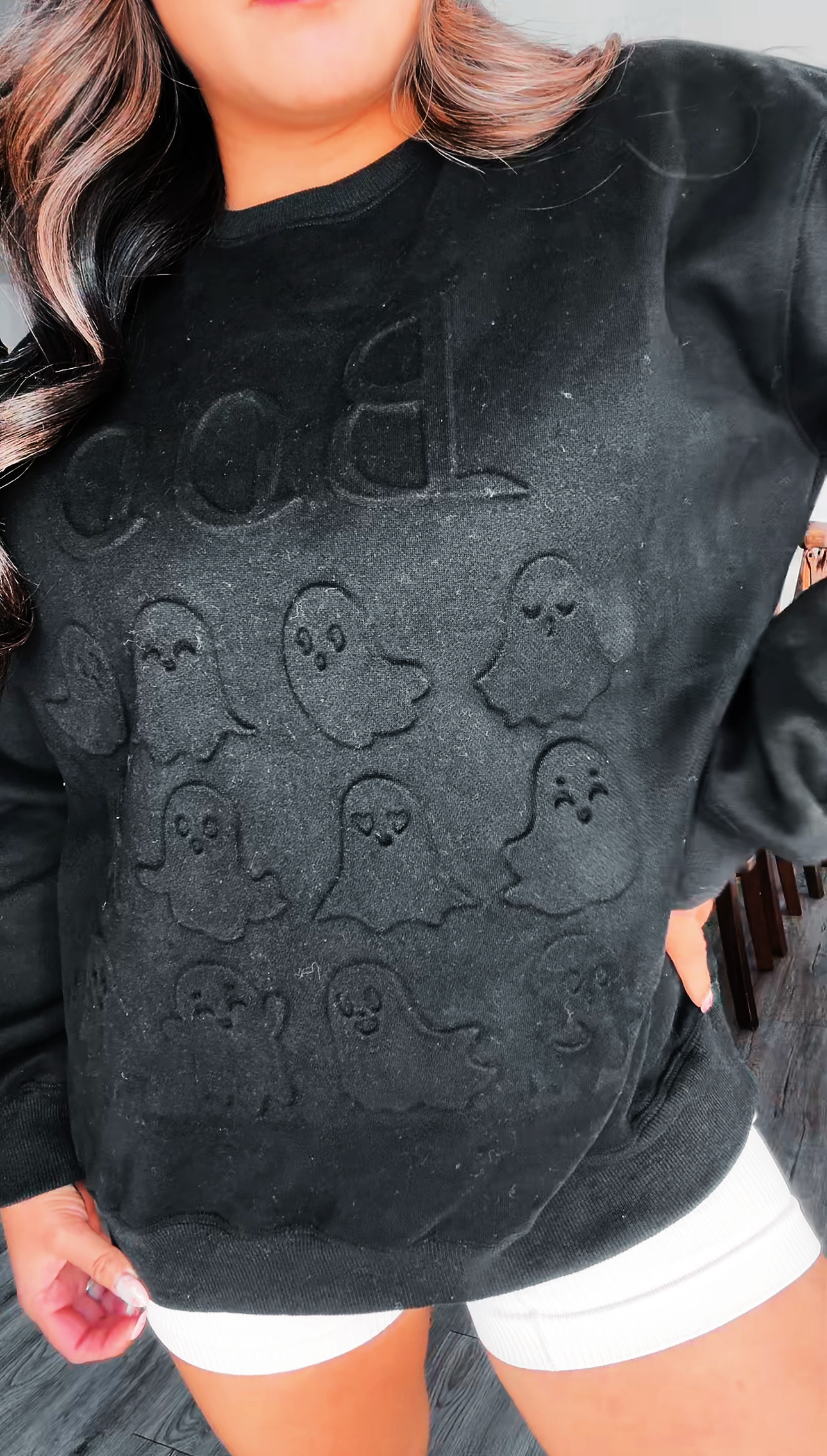 PREORDER:  Evelyn Embossed Sweater - Ghostly Boo by JadyK (Ships End of September) - BFF Here