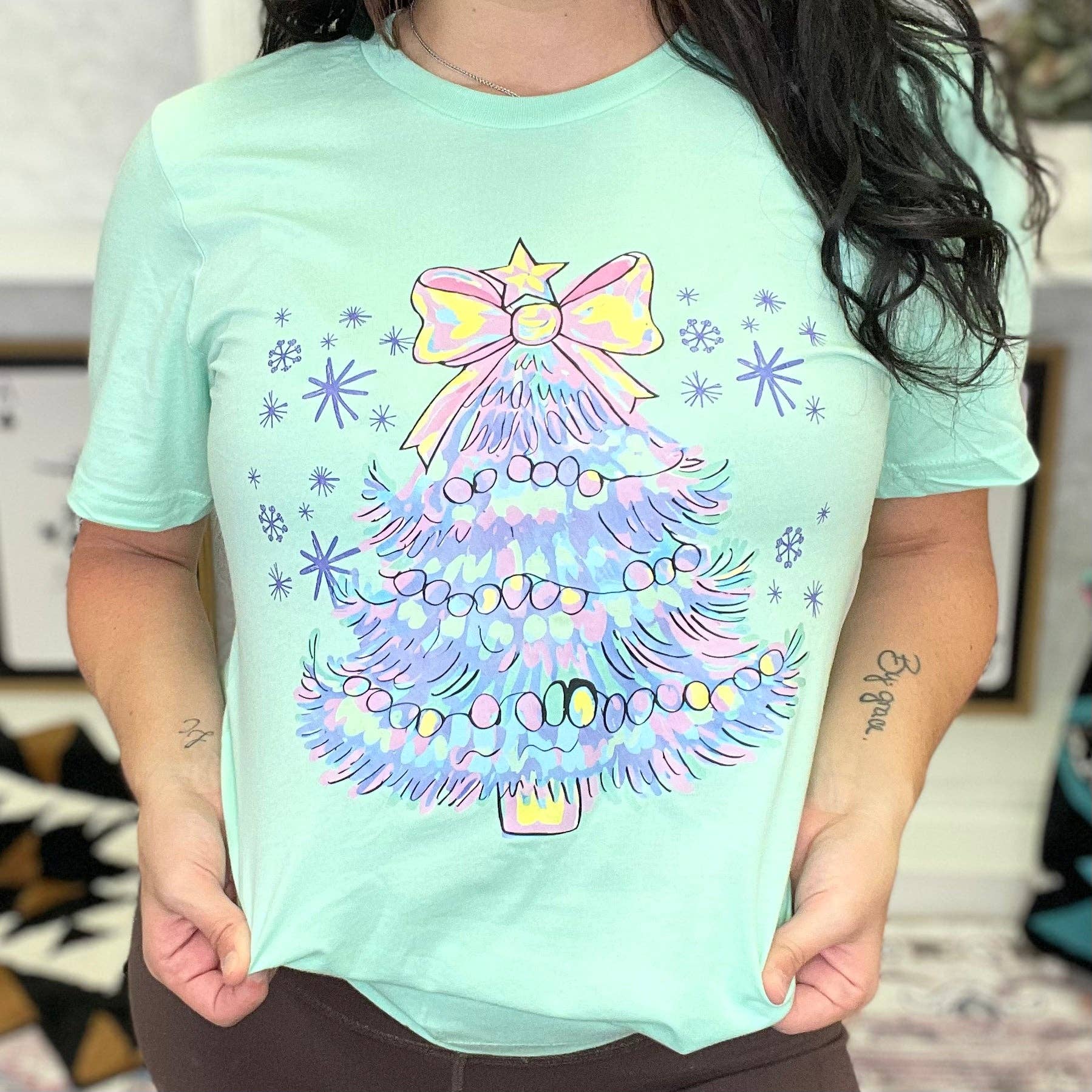 Watercolor Christmas Tree Tee - BFF Here