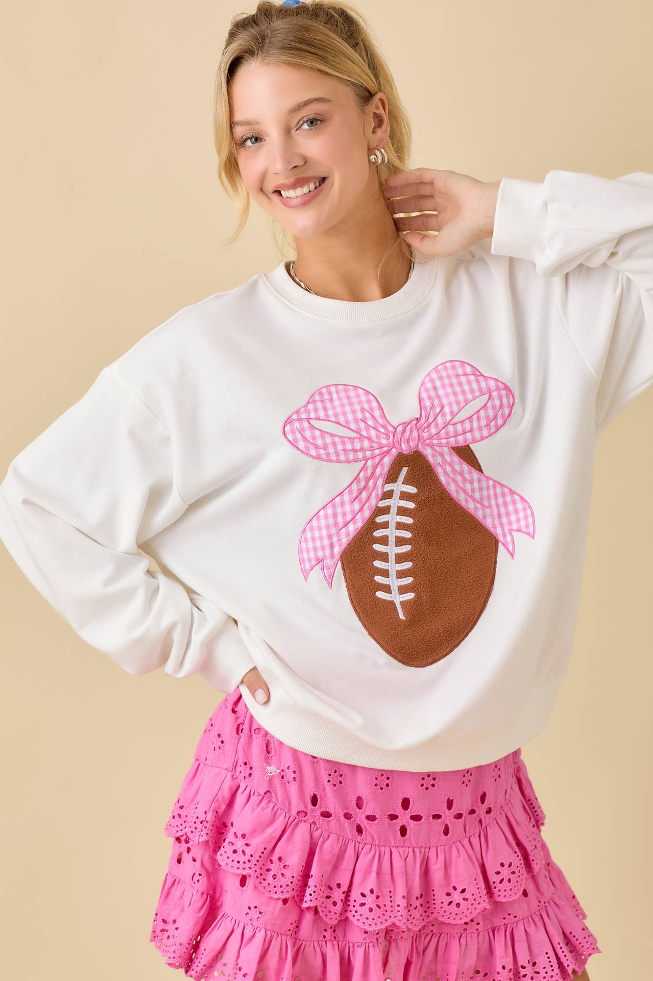 Touchdown & Tied with a Bow Sweatshirt by Main Strip - BFF Here