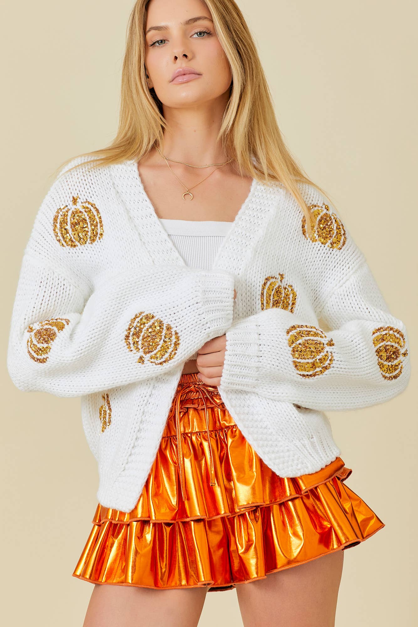 Pumpkin Spice Sequin Cardigan - BFF Here