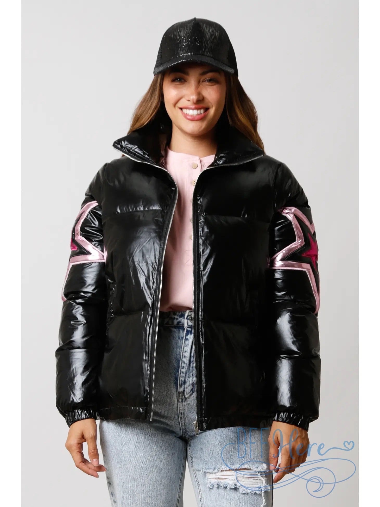 Starry Luster Metallic Puffer Jacket - BFF Here