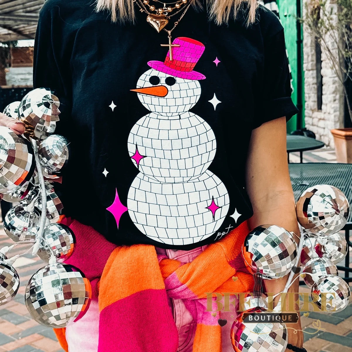 Disco Snowman Glitter Tee - BFF Here