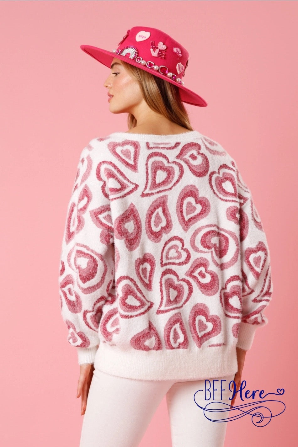 Heartfelt Hug: Nested Hearts Mohair Sweater - BFF Here