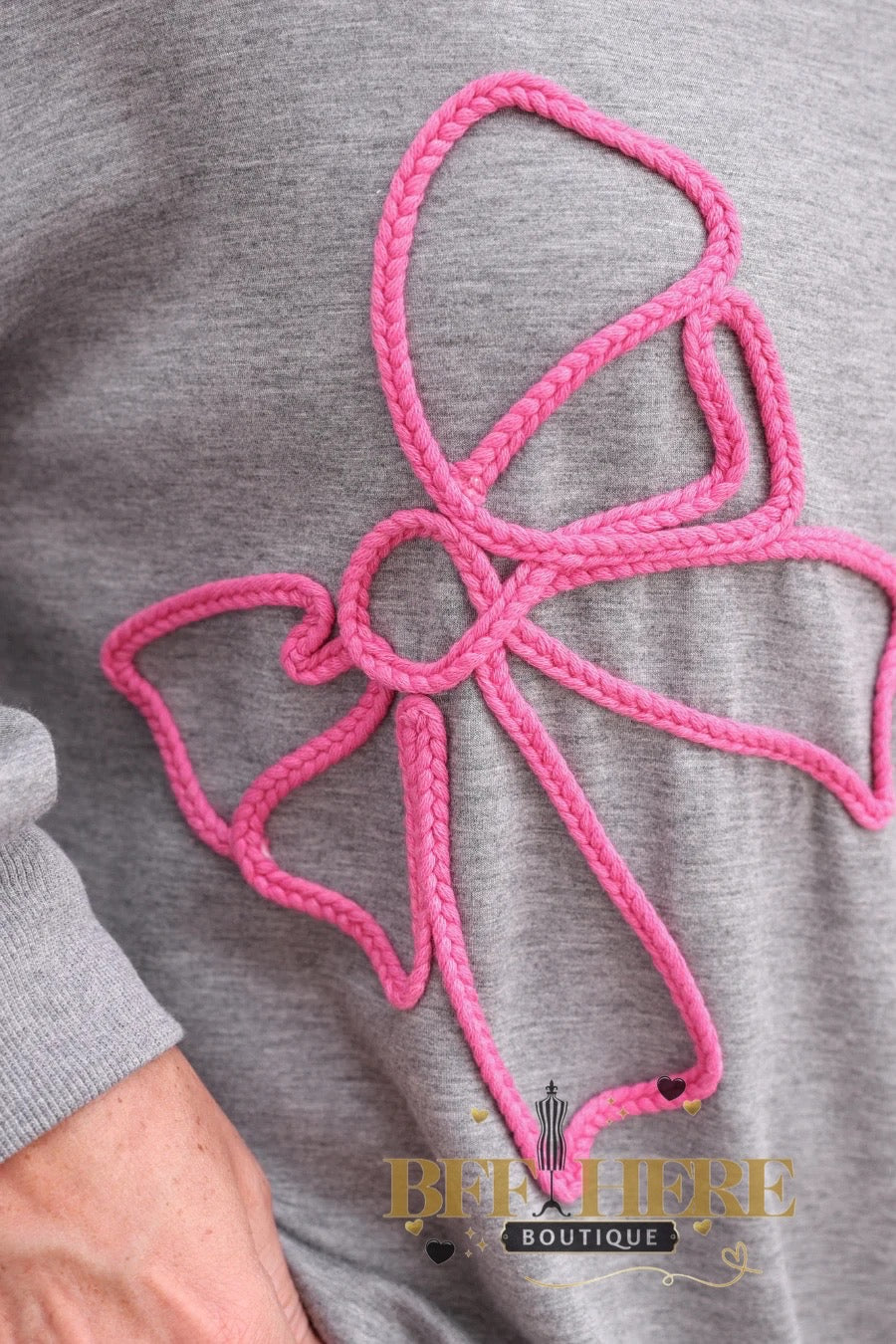 PREORDER-Belle Braided Bow Sweatshirt (ETA Middle of December)