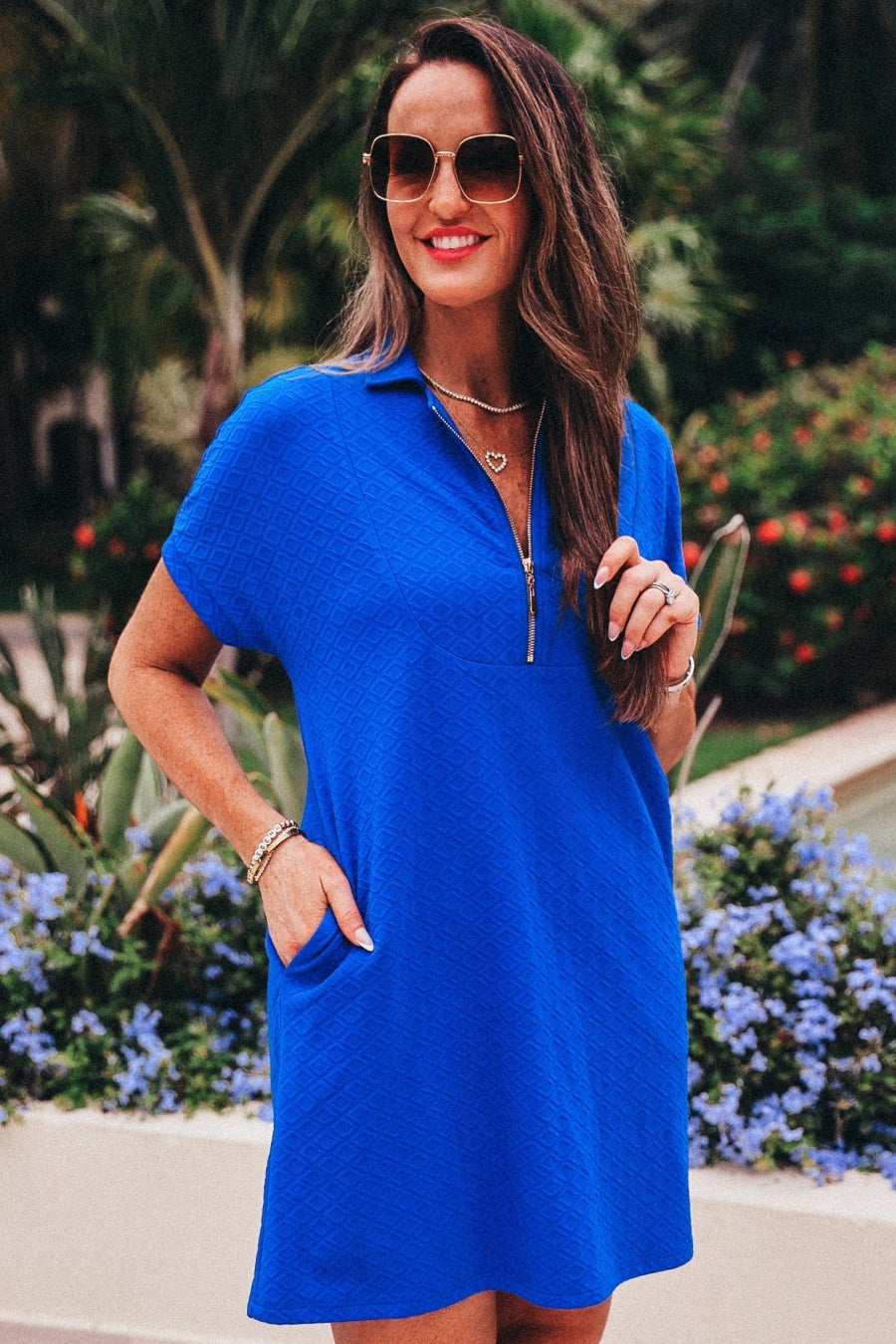 Ezra Textured Zipper Dress / Royal Blue by Jess Lea - BFF Here