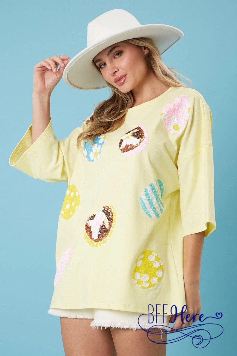 Sparkle & Hop: Sequin-Adorned Easter Tee - BFF Here