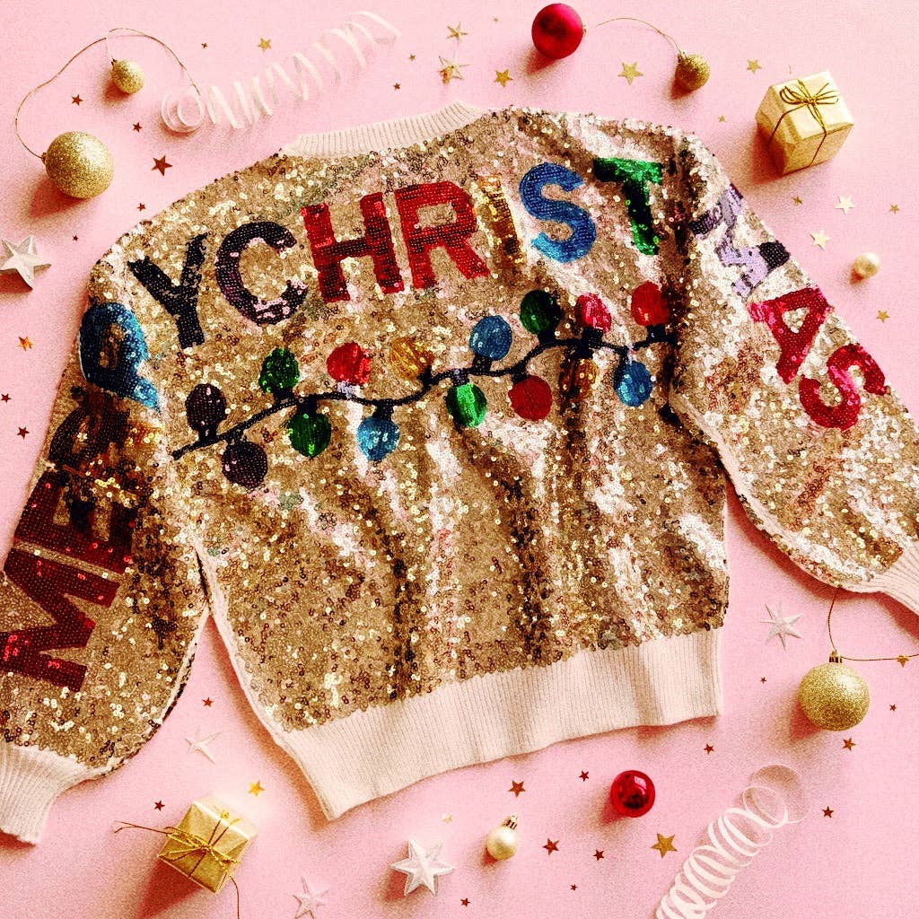 Ready For The Holiday All Around Rainbow Sequin Sweater - BFF Here