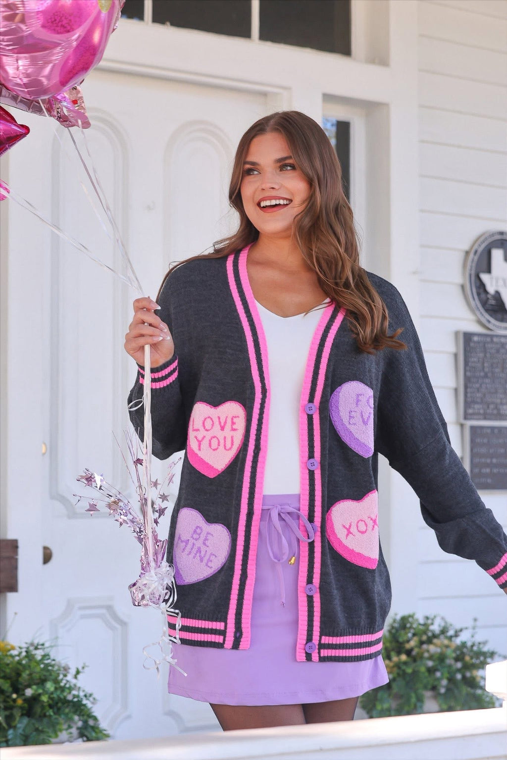PREORDER: Chenille Patch Candy Hearts Cardigan by Jess Lea (ETA: Mid December) - BFF Here