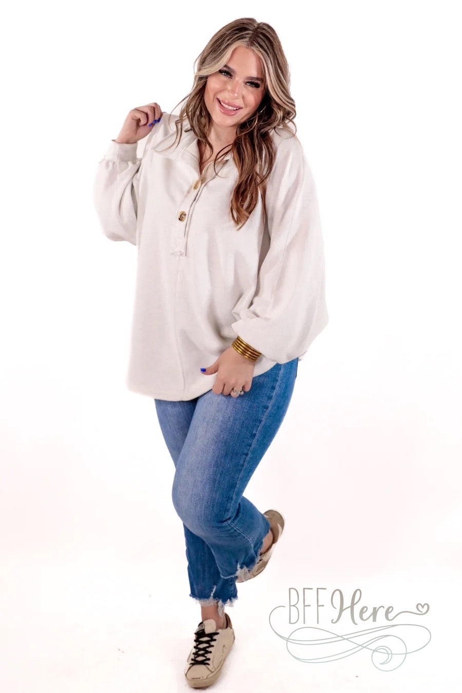 Harper Button Top / Choice of Color - BFF Here