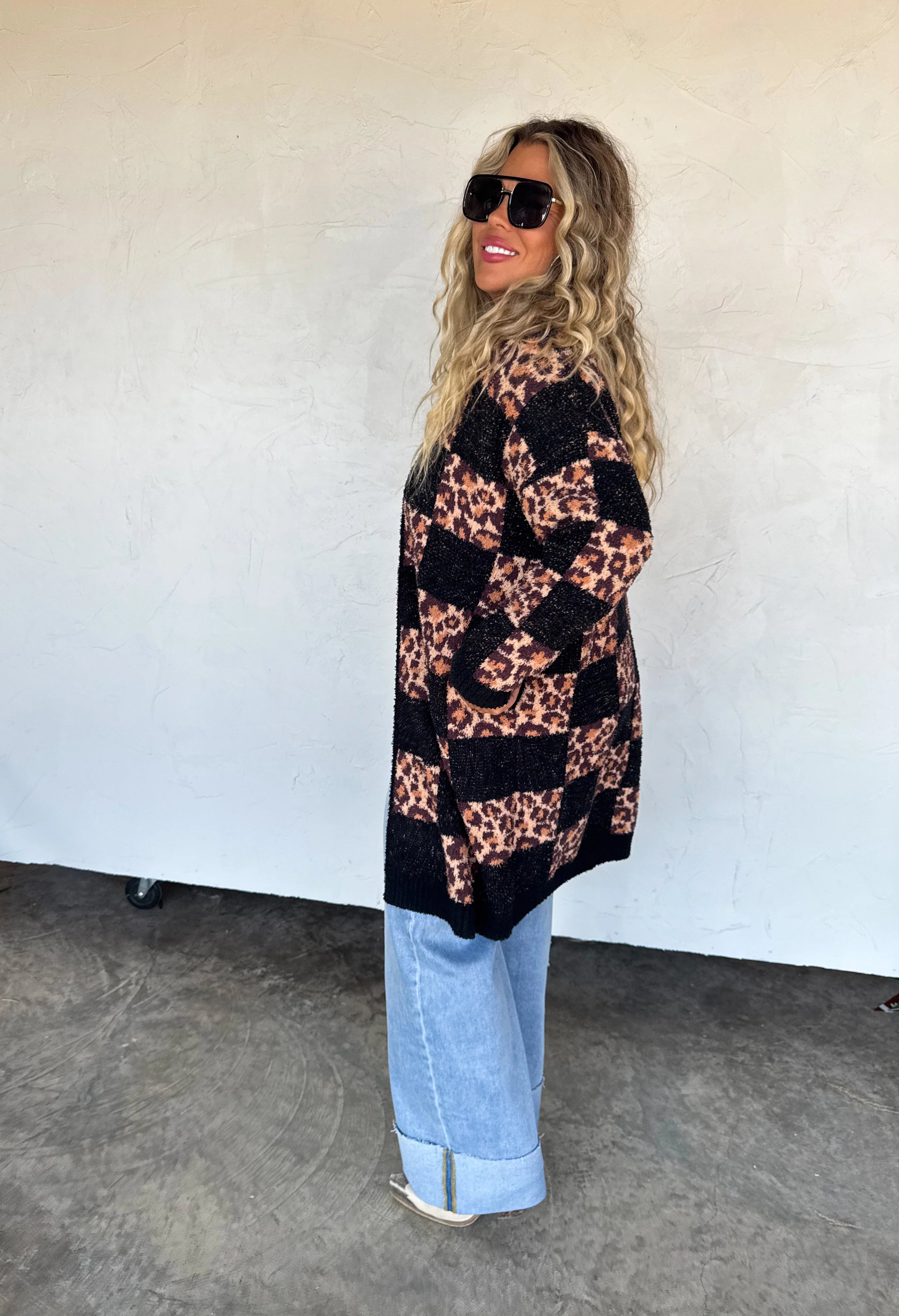 PREORDER: Checker Cheetah Cloud Cardigan by Blakeley (ETA: Late November) - BFF Here