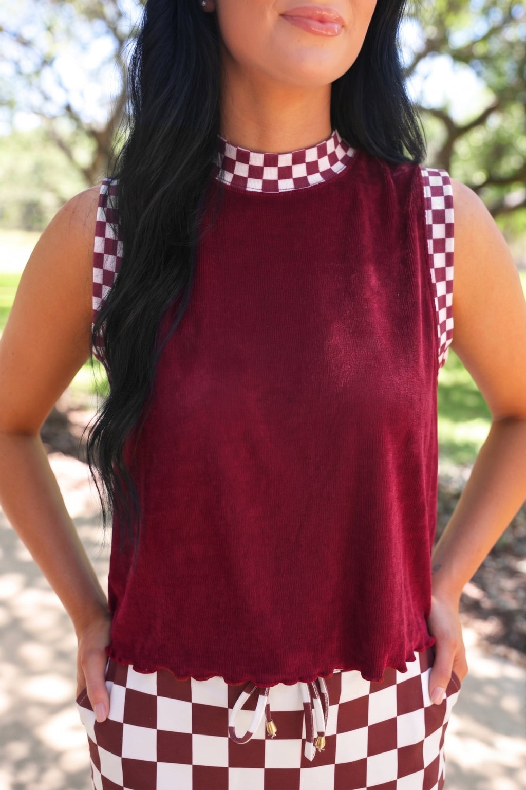 PREORDER: Checkmate Ribbed Tank / Maroon by Jess Lea (ETA: July)