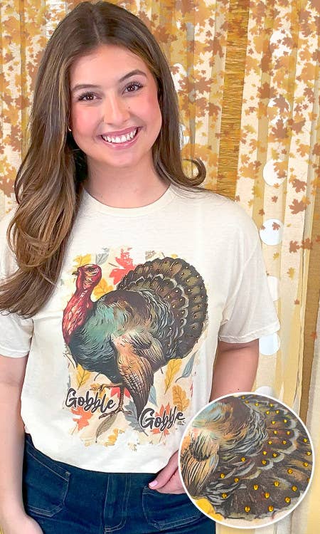 Turkey Time Gobble
 Rhinestone T-Shirt - BFF Here