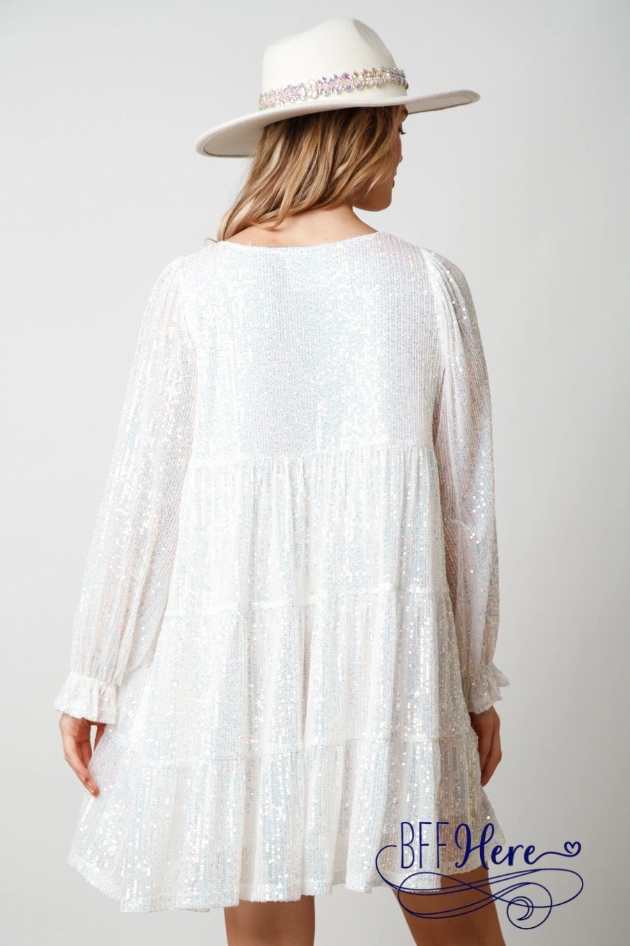 Luminous Elegance: Tiered Sequins Dress / Choice of Colr - BFF Here