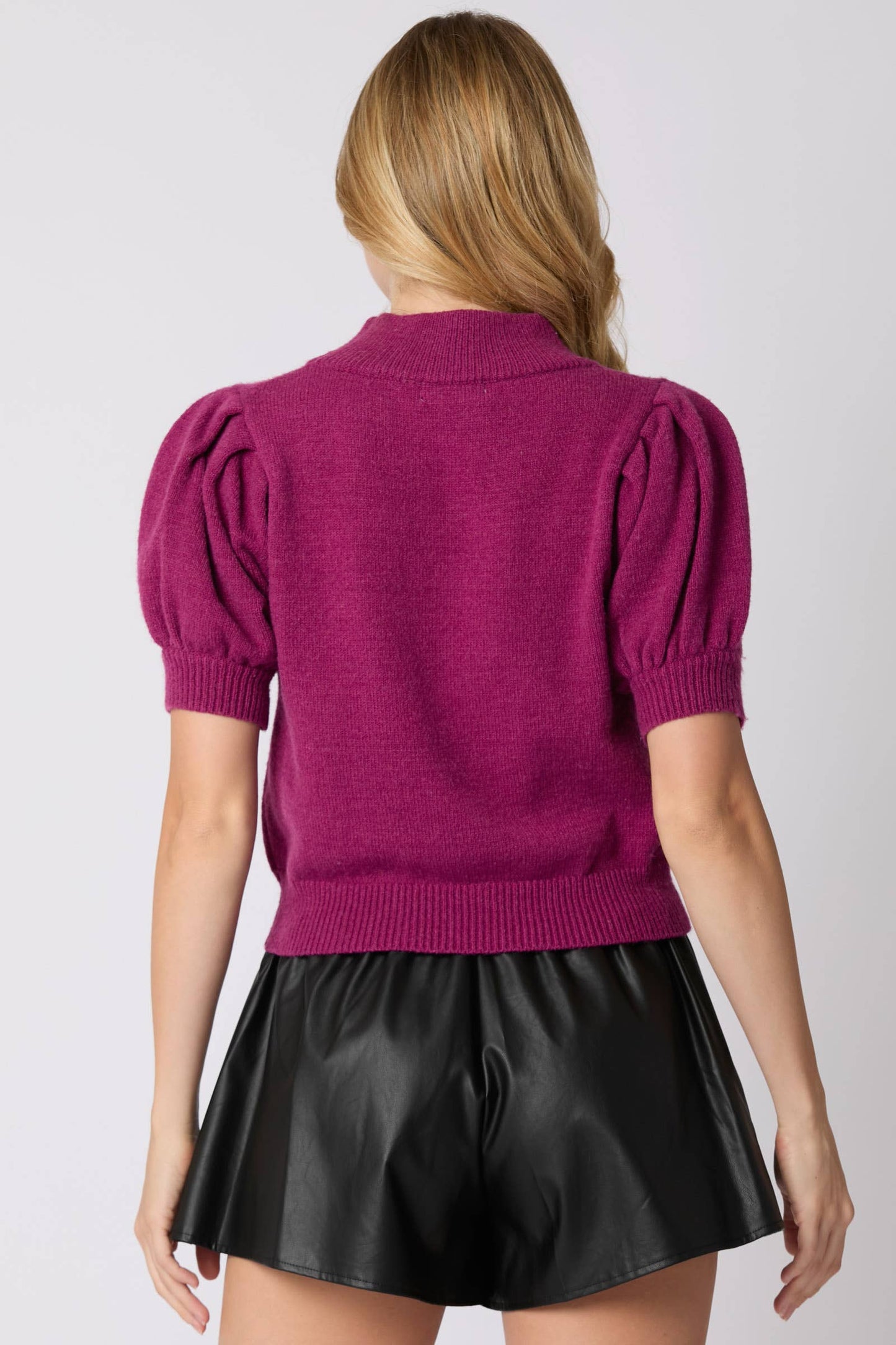 'Grateful' Puff Short Sleeve Sweater - BFF Here