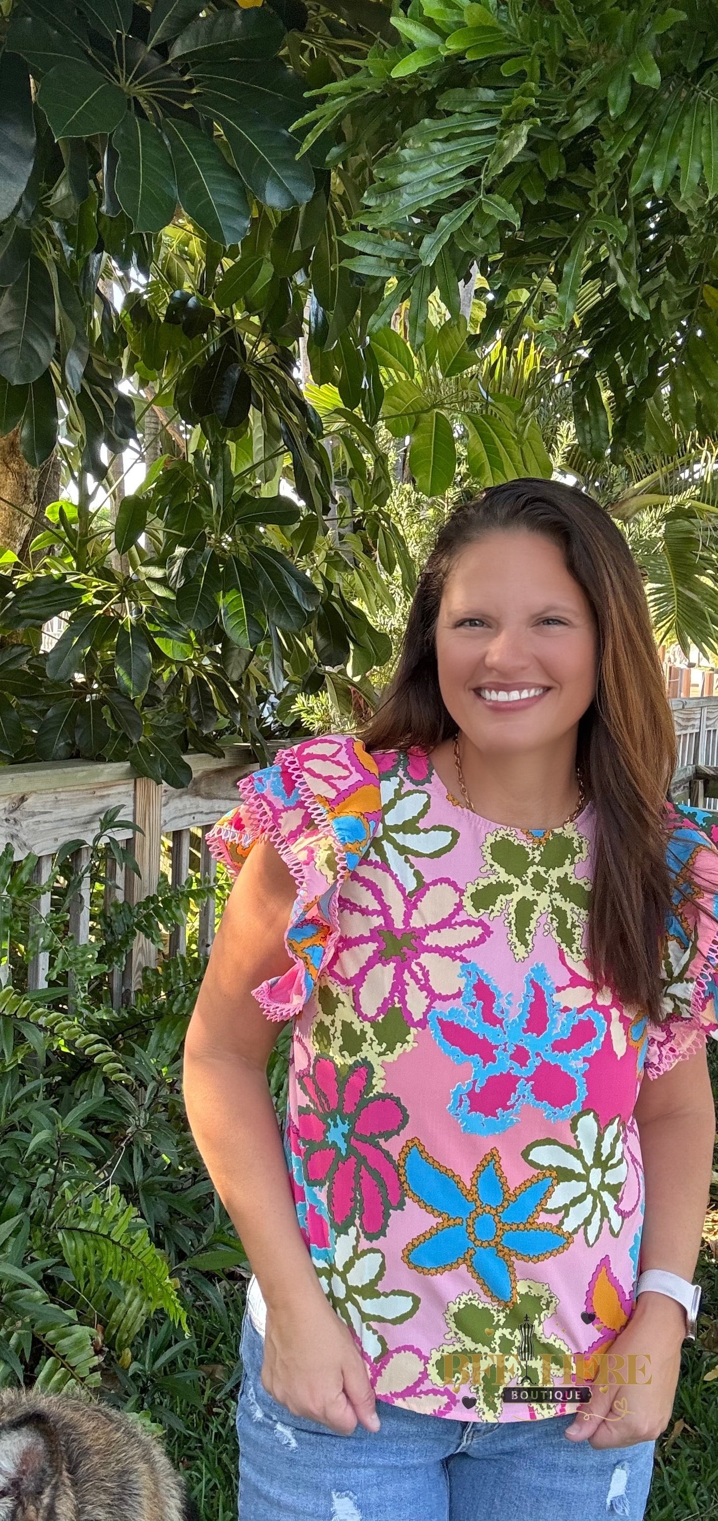 Floral Fiesta Ruffle Sleeve Top - BFF Here