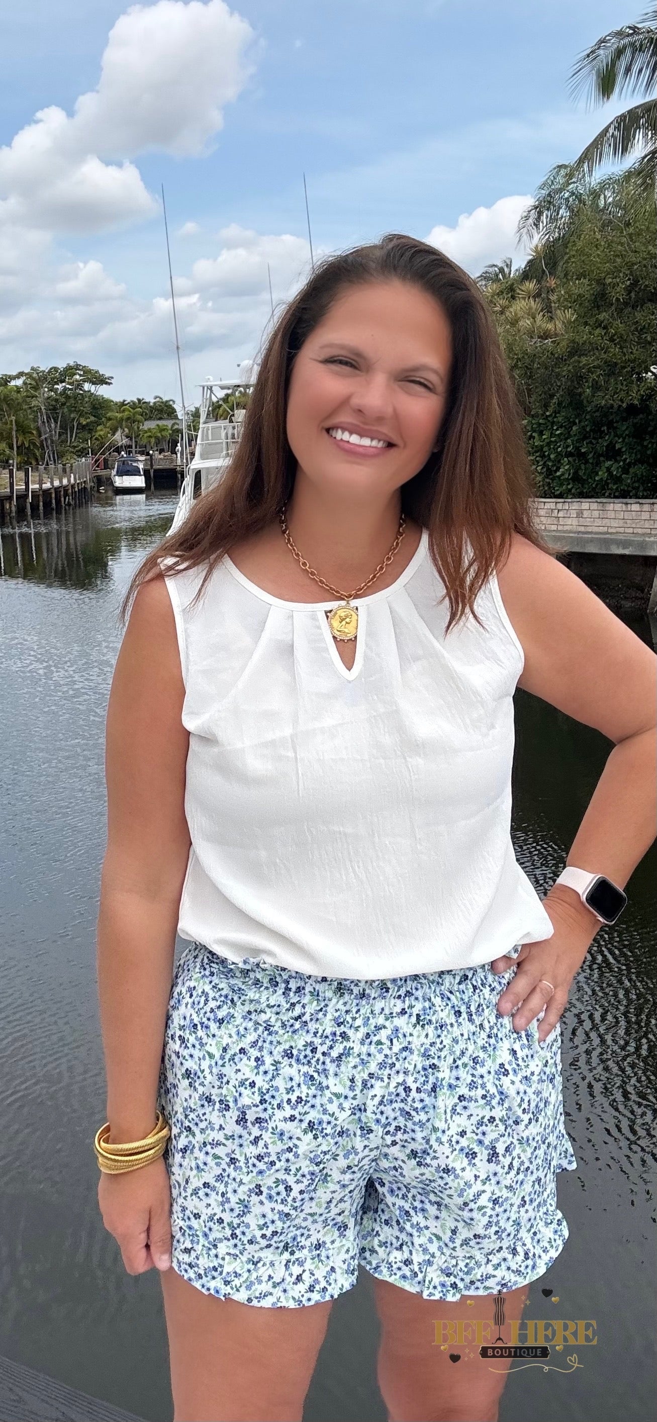 Sunny Strolls High Waisted Shorts / Blue Floral by Jess Lea - BFF Here