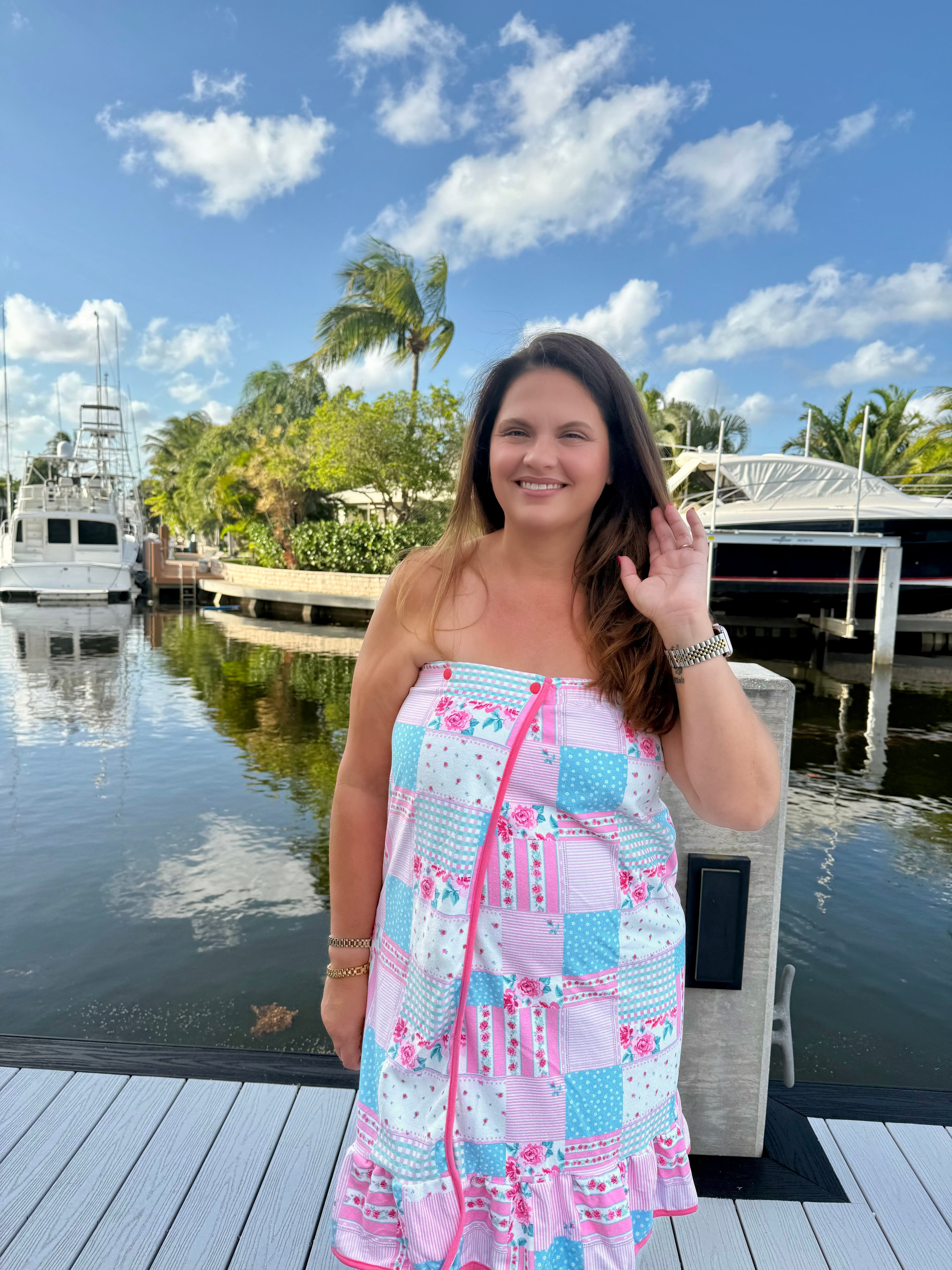 Almost Ready Ribbed Bath Wrap by Jess Lea / Pink Heirloom Patchwork - BFF Here