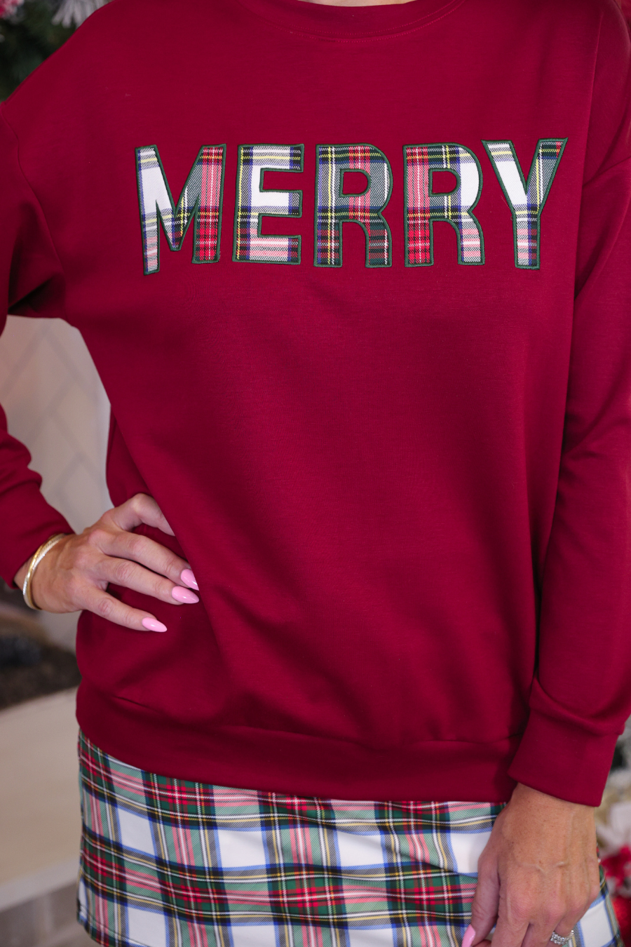 PREORDER: Merry Plaid Patch Luxe Pullover by Jess Lea (ETA: End of October) - BFF Here