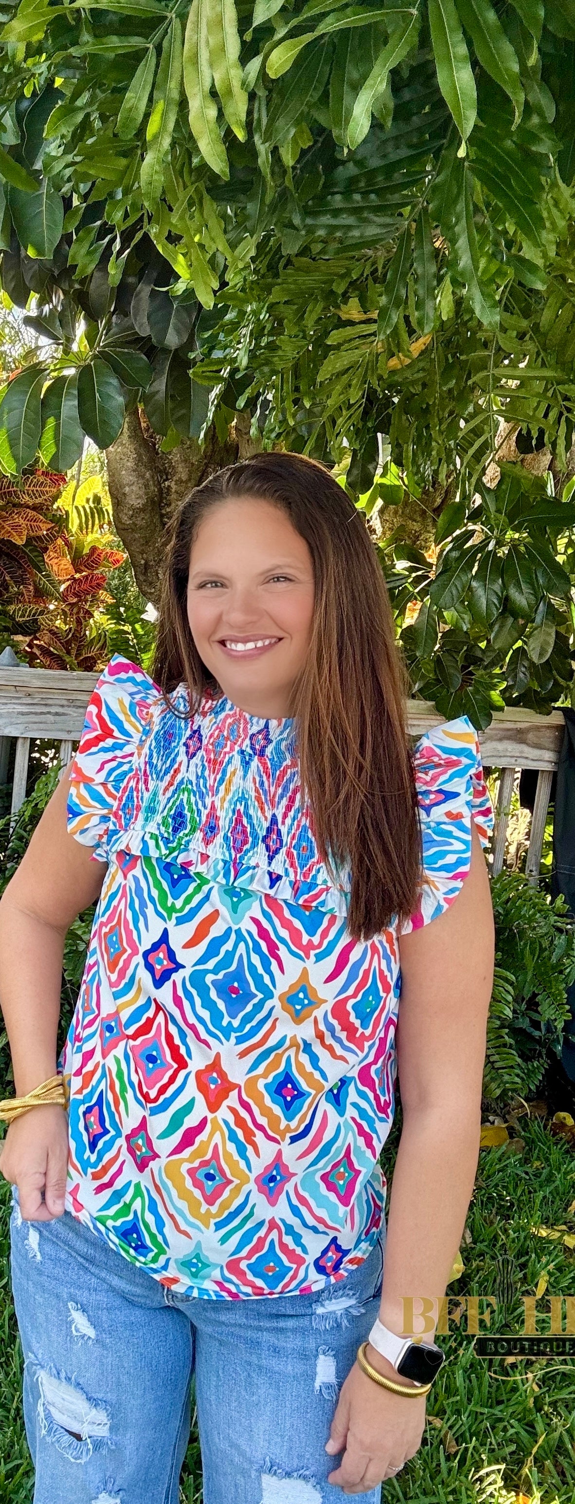 Color Splash Smocked Top - BFF Here