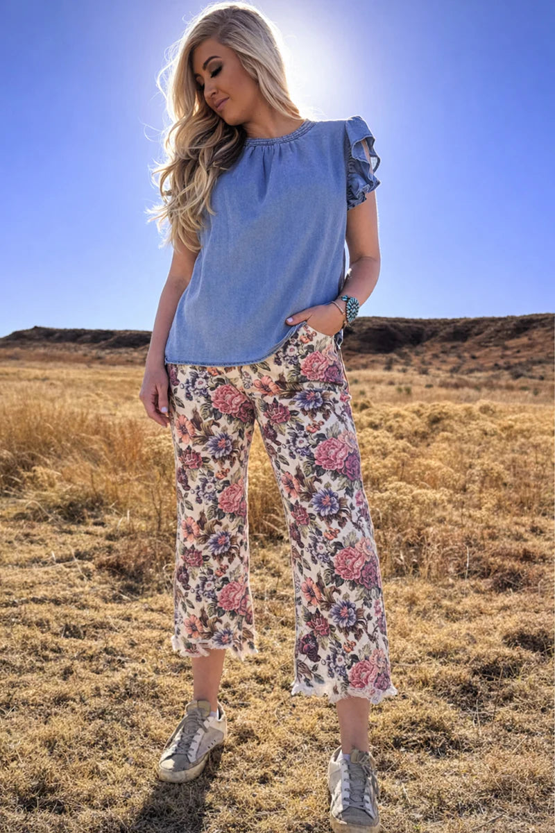 Babydoll Top Denim / Light Wash by Sterling Kreek - BFF Here