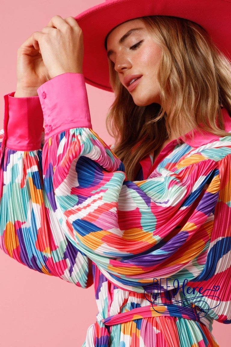 PREORDER: Swirl into Style: Playful Brushstroke Mini Dress for the Bold and Beautiful (Ships end of December) - BFF Here