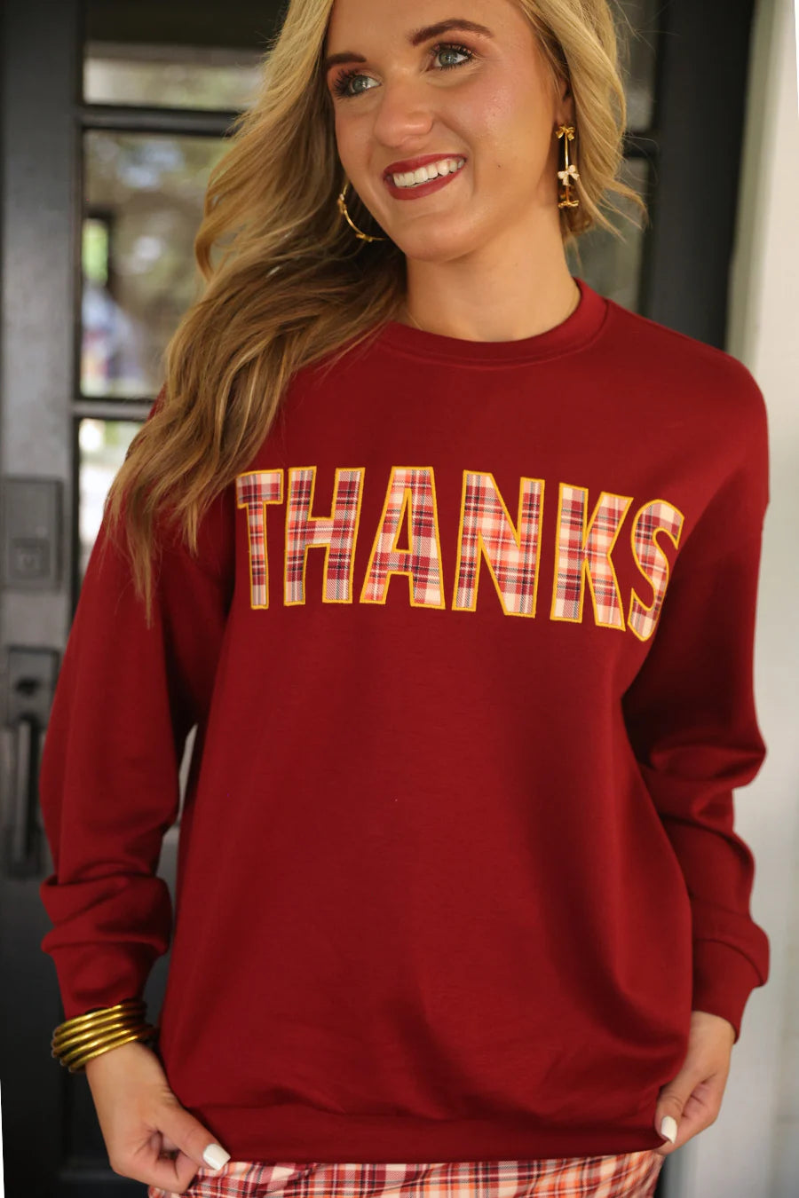 PREORDER: Thanks Plaid Patch Pullover by Jess Lea (ETA: Beginning of September) - BFF Here