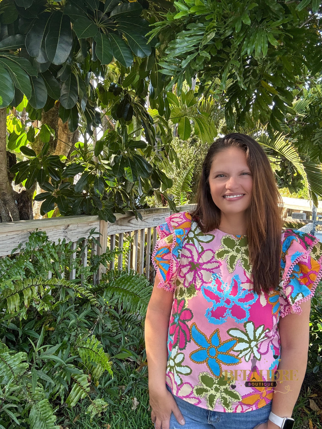 Floral Fiesta Ruffle Sleeve Top - BFF Here