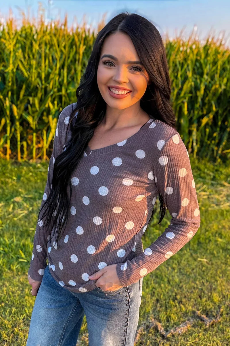 Prairie Polka Top / Chocolate Brown by Sterling Kreek (Ships in 1-2 Weeks)