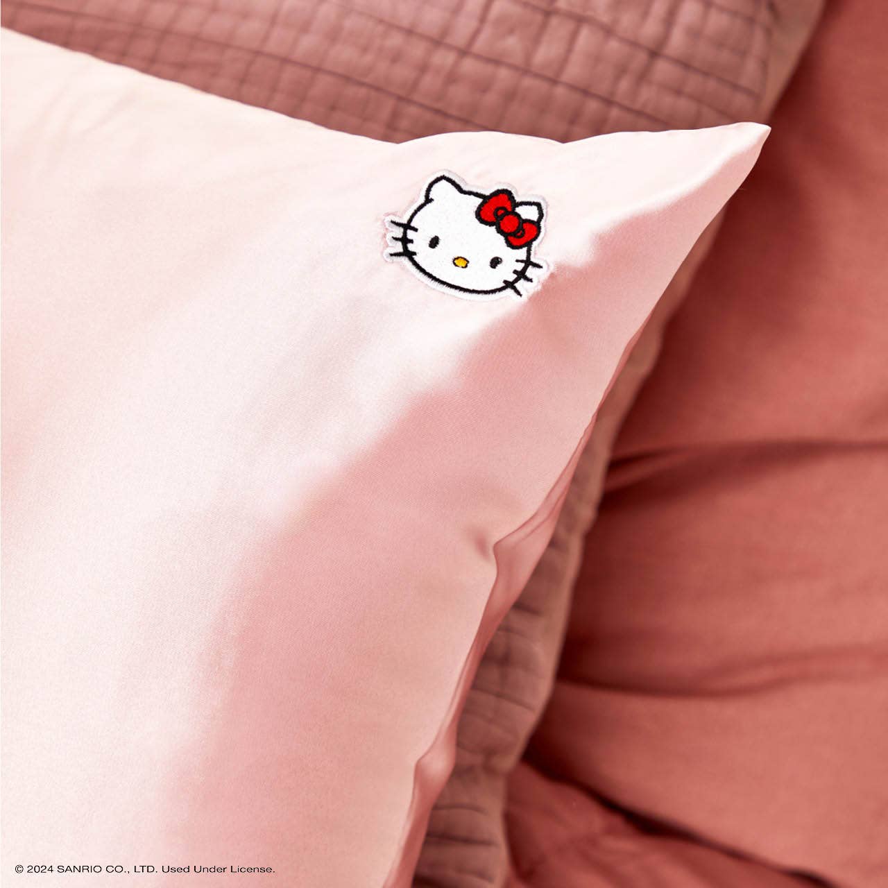 Hello Kitty x Kitsch Pillowcase King - Solid Pink Kitty Face - BFF Here