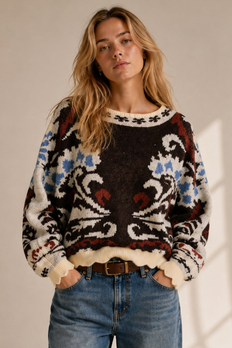 PREORDER: Scalloped Hem Jacquard Sweater / ARRAY by Jade by Jane (ETA: November)