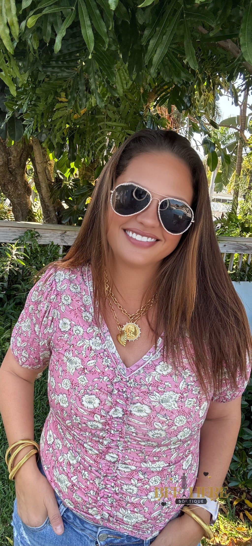 Vintage Bloom Ruched Top - BFF Here